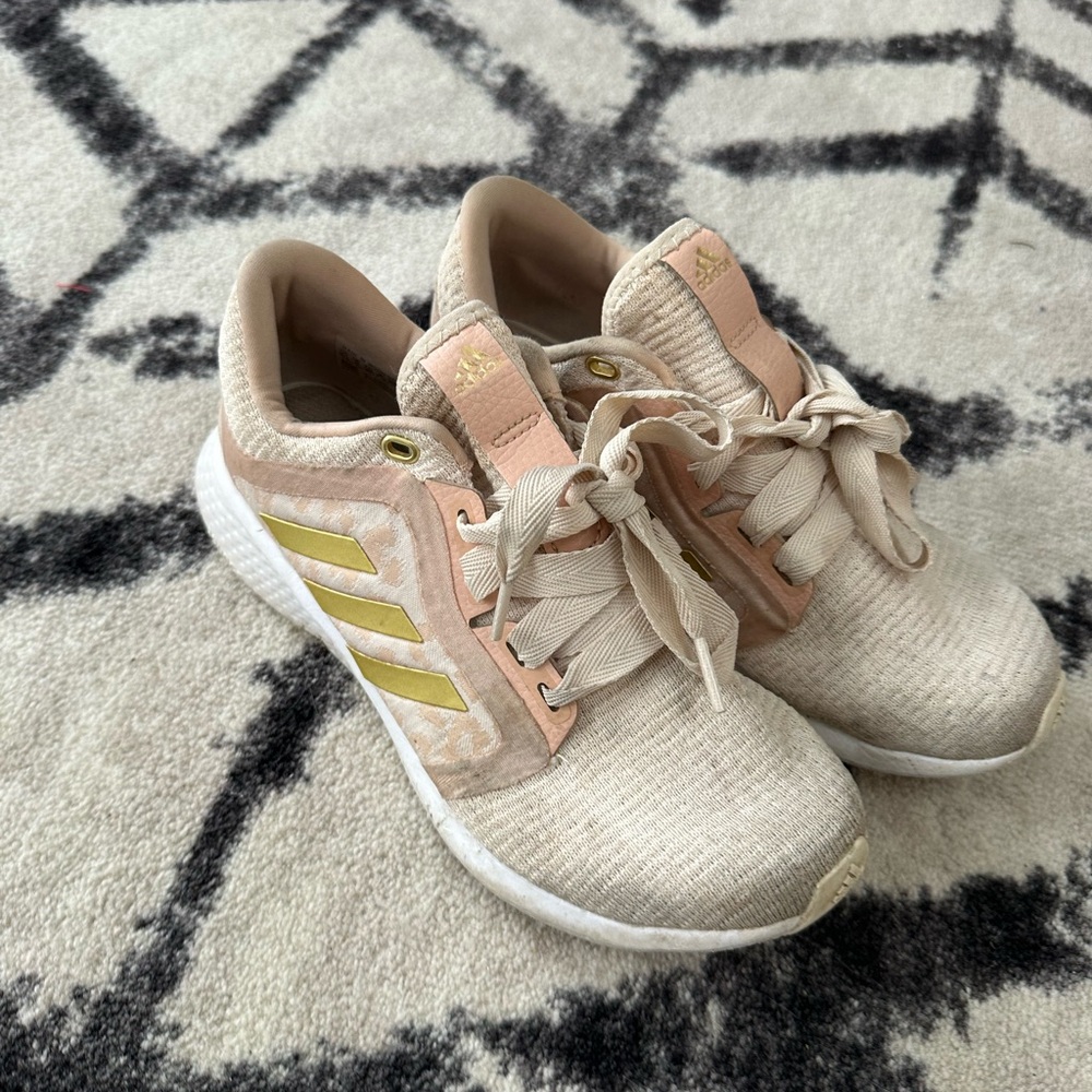 Adidas Beige and Gold Sneakers